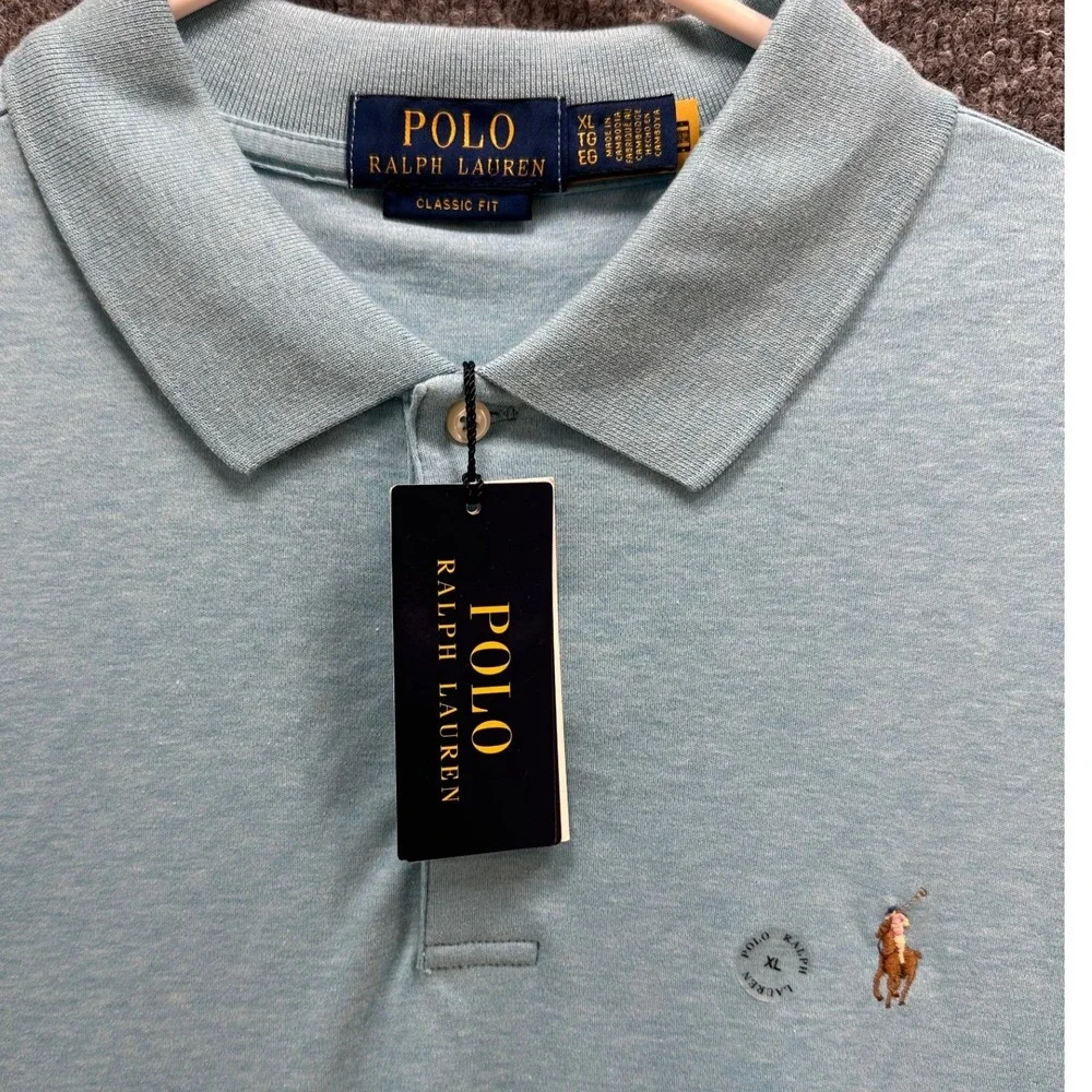 Polo Ralph Lauren Mens XL Classic Fit Short Sleeve Polo Shirt Light Blue, NWT